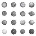Fantastic planets icons set monochrome