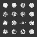 Fantastic planets icons set grey vector