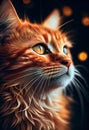 Fantastic portrait of a beautiful red fairy tale cat, Big eyes.