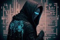 Fantastic portrait of a hacker. Cyber security internet concept. Generative AI