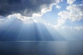 Fantastic rays on the sea Royalty Free Stock Photo