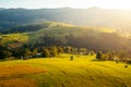 Fantastic rolling countryside in the morning light. Carpathian mountains, Ukraine, Europe