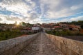 Fantastic rural landscape of a wine growing village in the Douro with the sun shining like a star, Ucanha in Tarouca , Viseu Royalty Free Stock Photo