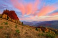 The fantastic scenery to autumn landscape of hills.