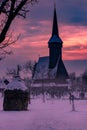 Fantastic shot of a chapel in the middle of a graveyard in Biertan, Transylvania, Romania Royalty Free Stock Photo