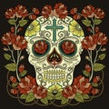 Fantastic skull with roses