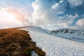 Fantastic spring landscape with snow mountain Royalty Free Stock Photo