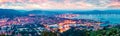 Fantastic spring panorama of port and city of La Spezia. Colorful sunrise of Mediterranean sea, Liguria, Italy, Europe. Royalty Free Stock Photo