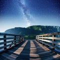 Fantastic starry sky and the Milky Way over the mountain Royalty Free Stock Photo