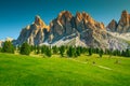 Fantastic summer alpine landscape with high cliffs, Dolomites, Italy