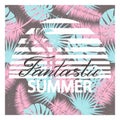 Fantastic summer. Background with tropical palm leaves.Vector illustration for t-shirt and other uses.