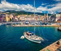 Fantastic summer cityscape of Bastia port. Marvelous morning view of Corsica island, France, Europe. Wonderful Mediterranean seasc
