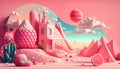 Fantastic summer concept. Sweet pink landscape