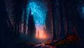 fantastic summer night forest with stars and nebulas, neural network generated art
