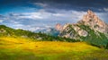 Fantastic summer scene of the Sass De Stria mountain range