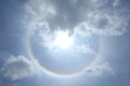 Fantastic sun halo with cloud and sky background, Phenomenon of nature Royalty Free Stock Photo