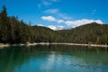 Fantastic sundown on mountain lake Eibsee, located in the Bavaria, Germany. Dramatic unusual scene. Alps, Europe.