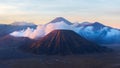 Fantastic sunrise on the Bromo volcano. Indonesia. Java island Royalty Free Stock Photo