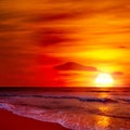 Fantastic sunset over ocean Royalty Free Stock Photo