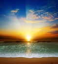 Fantastic sunset over ocean Royalty Free Stock Photo