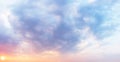 Fantastic sunset sky in pastel colors in shades from purple to orange. Clouds background Royalty Free Stock Photo