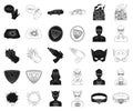 A fantastic superhero black,outline icons in set collection for design. Superhero`s equipment vector symbol stock web