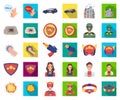 A fantastic superhero cartoon,flat icons in set collection for design. Superhero`s equipment vector symbol stock web