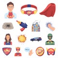 A fantastic superhero cartoon icons in set collection