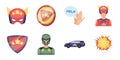 A fantastic superhero icons in set collection for design