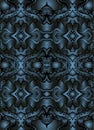Fantastic surreal abstract maze ornament background, cyan and dark silver metallic gradient color.