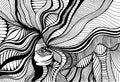 Fantastic surreal girl with wave hair, adult coloring page. Line art doodle style background. Vector hand drawn