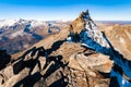 Fantastic top view from Grosser Hafner summit or peak during sunrise, Alps Austria, Hohe Tauern