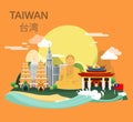 Fantastic tourist attraction landmarks in Taiwan illustration de Royalty Free Stock Photo