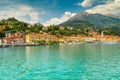 Famous Menaggio cityscape and mountains in background, Lake Como, Italy