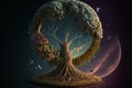 Fantastic tree personifying the world ecology planet without pollution. Ai generated image