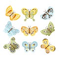 Fantastic Tropical Butterfly With Funky Design Patterns On The Wings Set Of Creative Insect Drawings Royalty Free Stock Photo