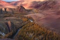 Fantastic Unearthly `Martian` Landscape Of One Of The Most Beautiful Regions Of Russia - Aitai Mountains.The Border Of Mongolia An