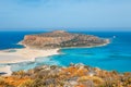 Balos Lagoon and Gramvousa island on Crete, Greece. Royalty Free Stock Photo