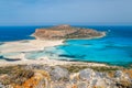 View of Balos Lagoon and Gramvousa island on Crete, Greece. Royalty Free Stock Photo
