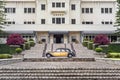 Fantastic view in front of a luxury hotel with a vintage car Royalty Free Stock Photo