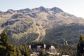 A fantastic view of a luxury hotel in the beautiful alps switzerland in summer time