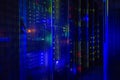 Fantastic view of the mainframe in data center rows