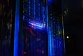 Fantastic view of the mainframe in data center rows