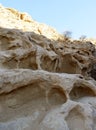 Fantastic view of strange rocky mountains in the form of screaming faces. Qeshm Island, Iran Royalty Free Stock Photo