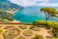Fantastic view from Villa Rufolo, Ravello town, Amalfi coast, Campania region, Italy Royalty Free Stock Photo