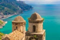 Fantastic view from Villa Rufolo, Ravello town, Amalfi coast, Campania region, Italy Royalty Free Stock Photo