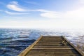 Fantastic view of the wooden pier in the lake. Scenery background