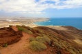 Fantastic views of El Medano from the Montana Roja Red Mountain, Tenerife, Spain, Europe. Artistic picture. Beauty world