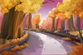 Fantastic Watercolor Style Painting: Forest Road