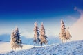 Fantastic winter landscape in the mountains of Ukraine. In antic